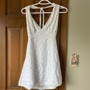 LA Hearts white halter dress with blue flowers Size M